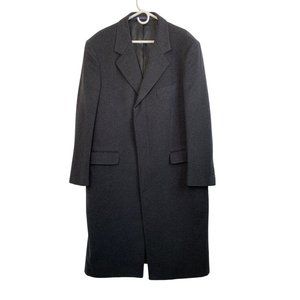 Mens Brooks Brothers Cashmere Overcoat Winter 46R Black Italy GUC 6759 Button